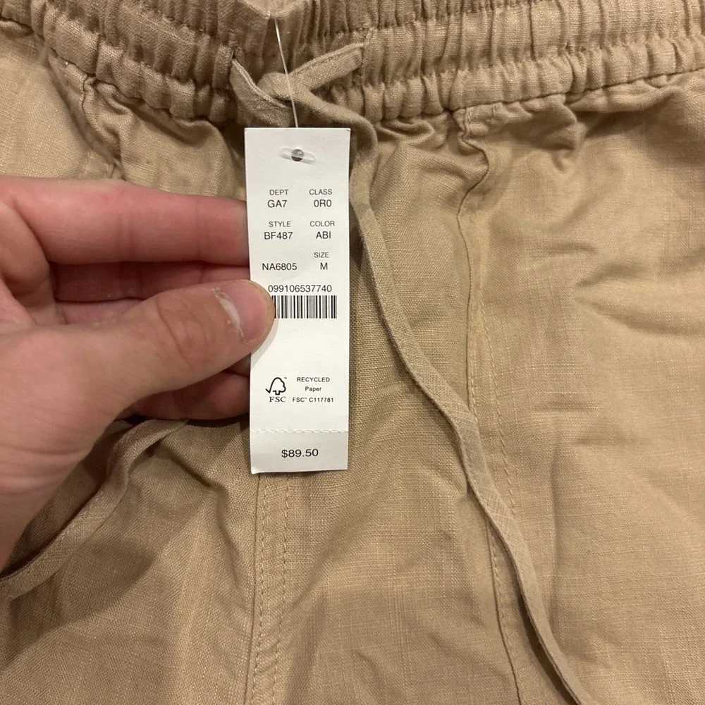 J.Crew Women MED NWT Pants Linen Pull On Coastal Grandma Beach Relaxed Lagenlook